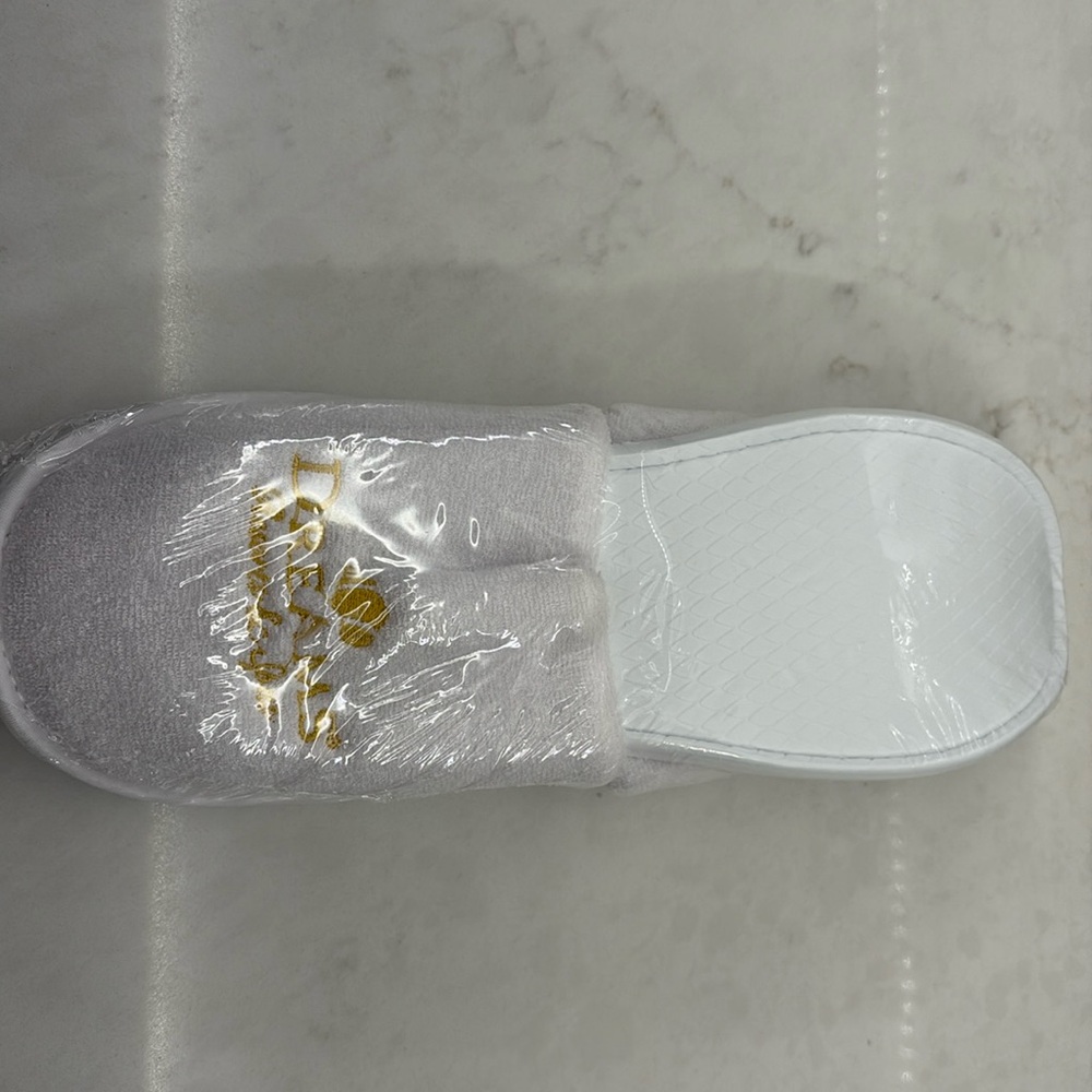 Unopened hotel spa slippers